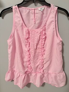 crown & ivy Light Pink Sleeveless Blouse with Ruffle Trim